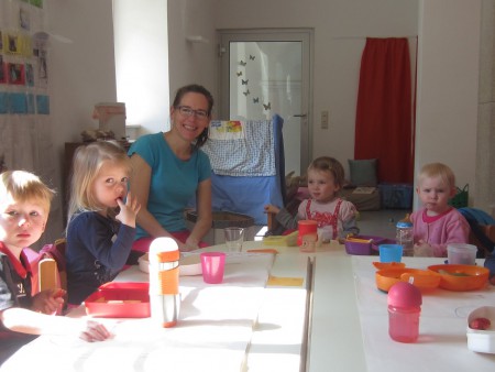 Angelika bei der gemeinsamen Jause